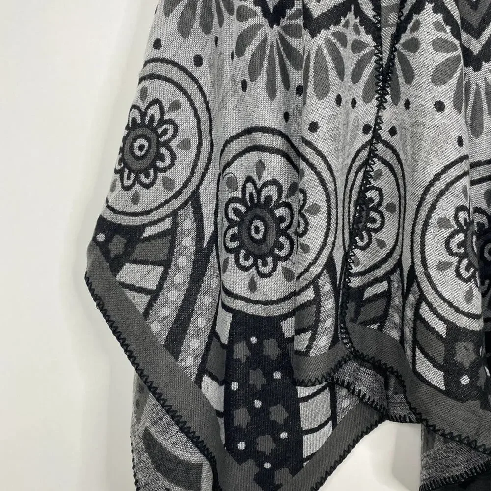 2/$30 NEW Boho Southwest Ruana Oversized Open Wrap Poncho Blanket Scarf